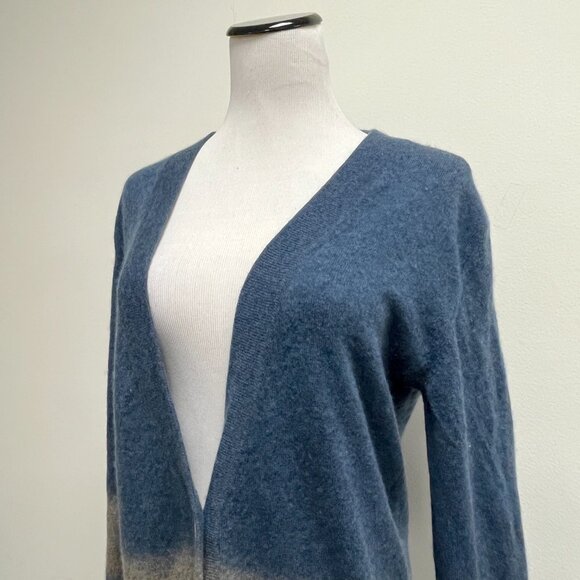 Roberta Freymann Cashmere Cardigan Sweater Coat blue gray long XS oversized